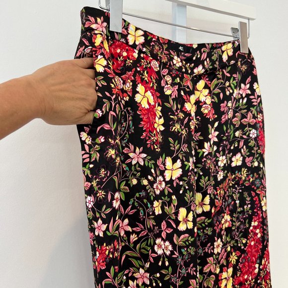 ETRO BLACK BROWN MULTI FLORAL VISCOSE TROUSERS MODEL 19212 SIZE IT 44 / US 8 NWT - Picture 5 of 17